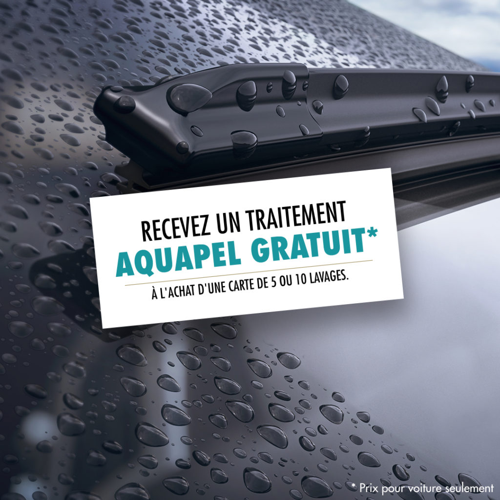 Aquapel gratuit à l'achat d'une carte de 5 ou 10 lavages